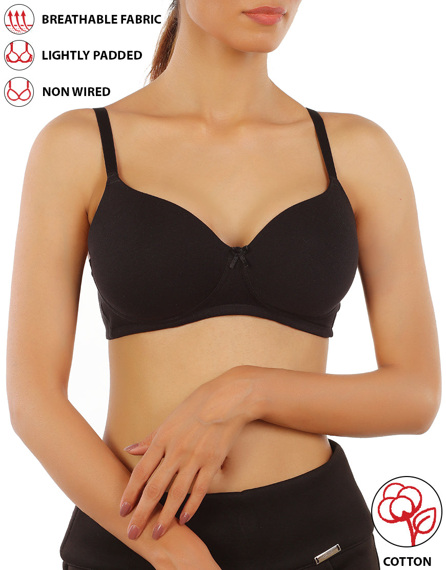 LOSHA SUPPER SOFT SIDE SUPPORT COTTON BRA WITH HIDDEN NIPPE COVER