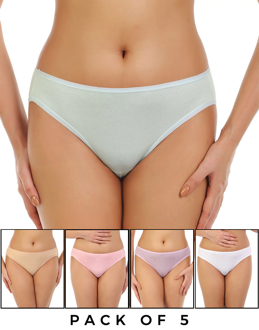 Losha super soft pack of 5 cotton Bikini briefs-Assorted