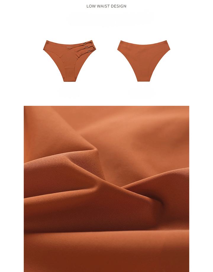 Losha Low waist Laser Cut Panty With Pretty Side Chain Design-RUST