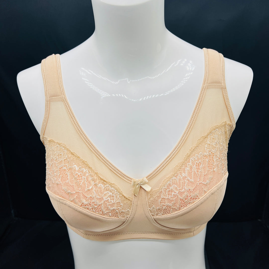 Losha Plus Quattro Support Full-Coverage Wirefree Bra With Side Shaping Panels And Cushioned Straps-TOASTED ALMOND