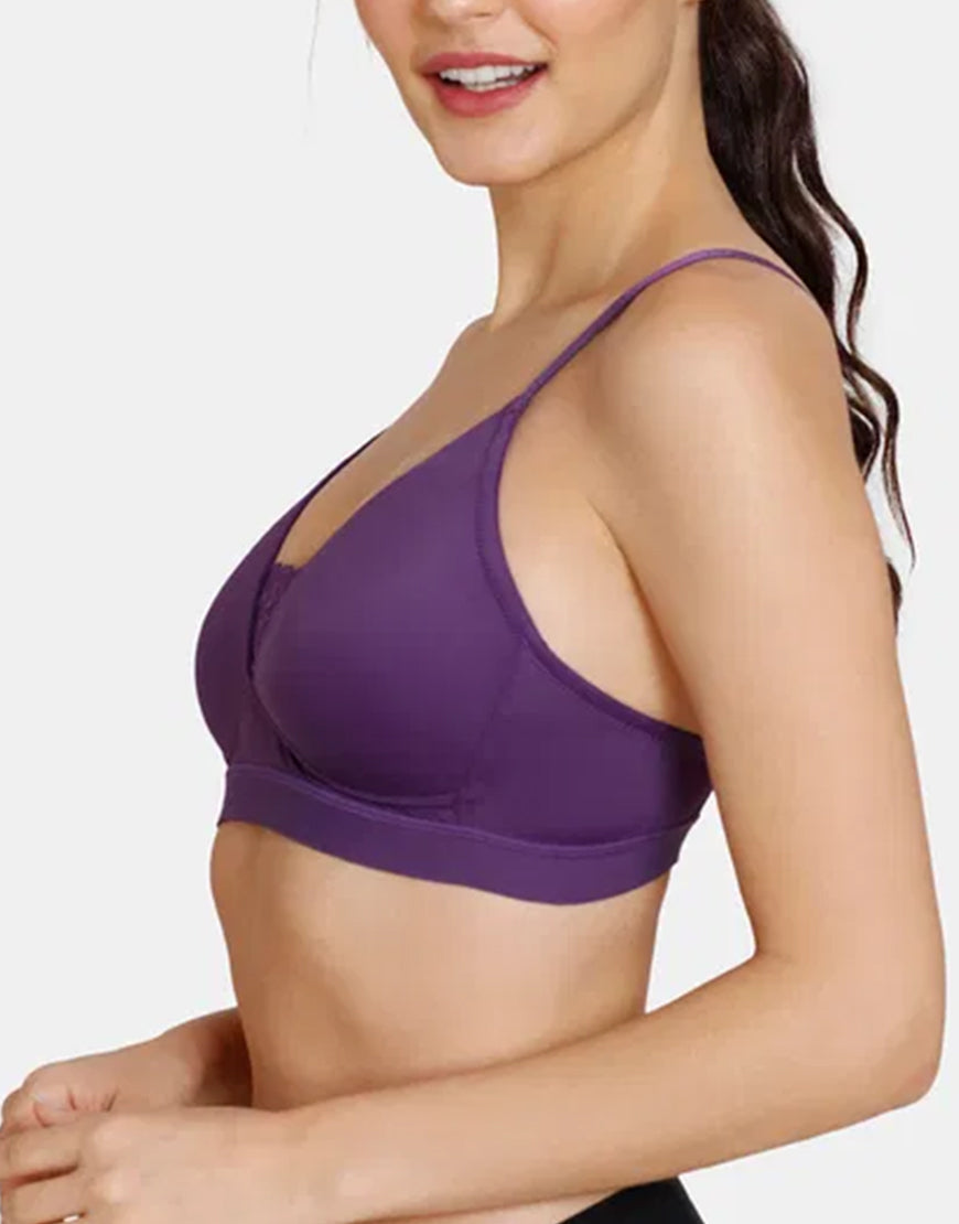 LIGHTLY PADDED NON WIRED T SHIRT BRA-PLUM