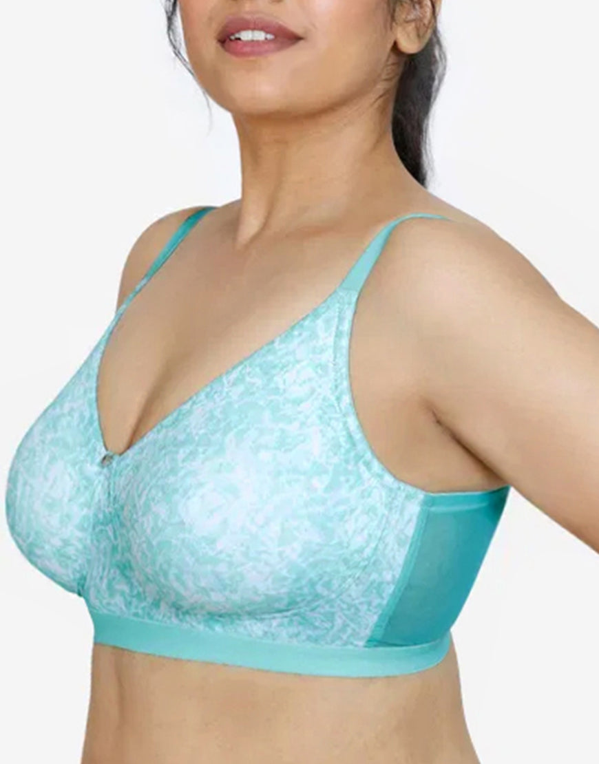 Losha True Curv Double Layered Non Wired Full Coverage Super Support Bra - Green Print