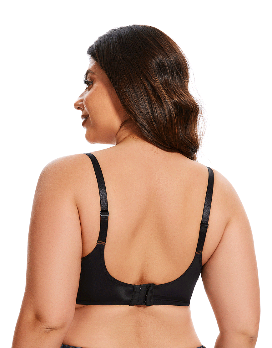 Losha Curvy All over lace cup double layered wired Bra -Black