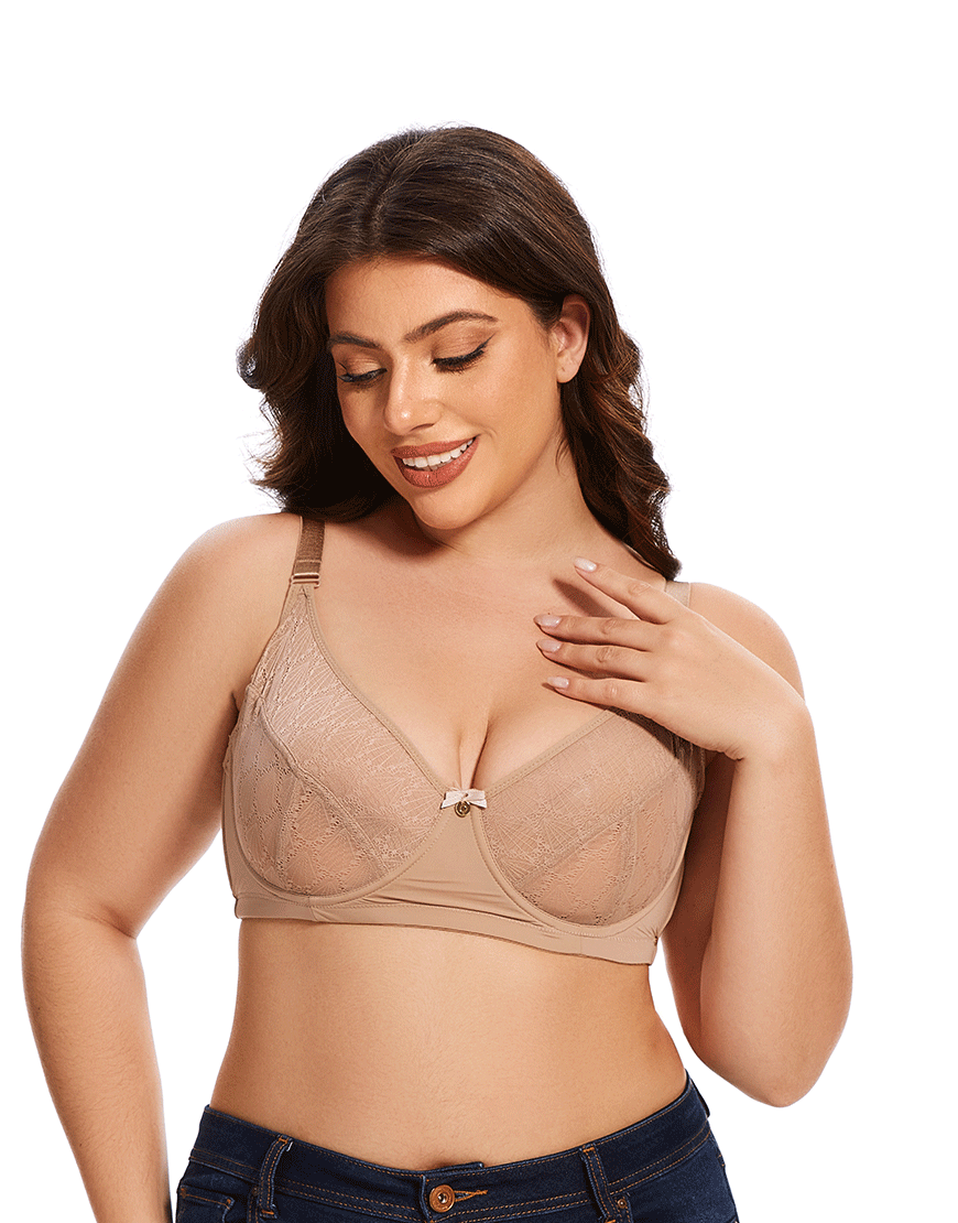 Losha Curvy All over lace cup double layered wired Bra -Skin