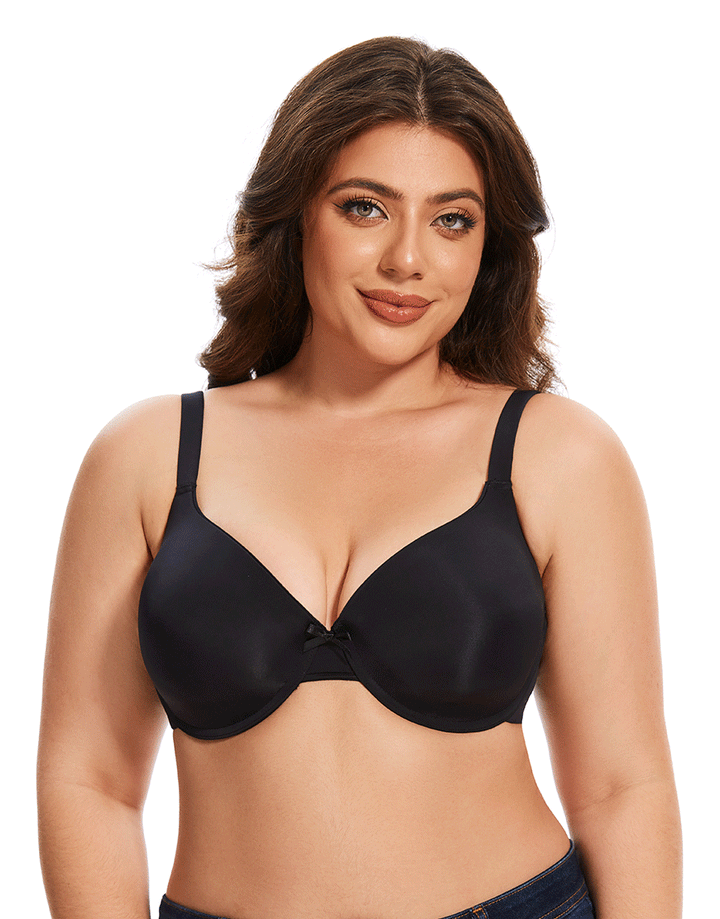 Losha Curvy Lightly Padded T-Shirt Bra -BLACK