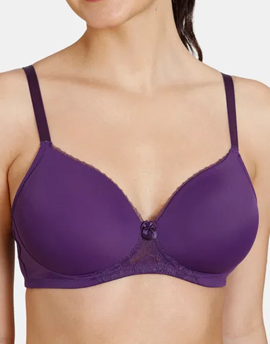 Losha Wireless Go To T-Shirt Bra With a Touch Of Lace-PARACHUTE PURPLE