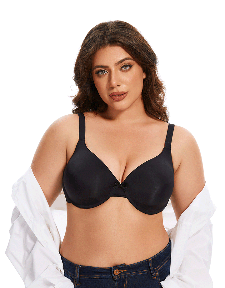 Losha Curvy Lightly Padded T-Shirt Bra -BLACK