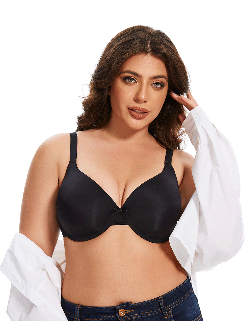 Losha Curvy Lightly Padded T-Shirt Bra -BLACK