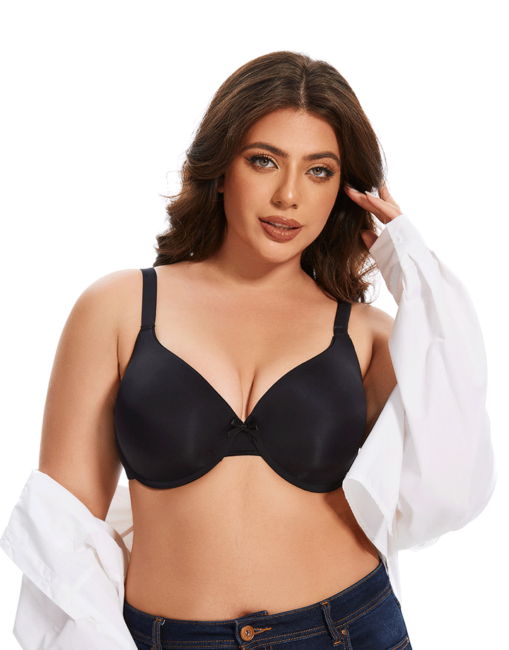 Losha Curvy Lightly Padded T-Shirt Bra -BLACK