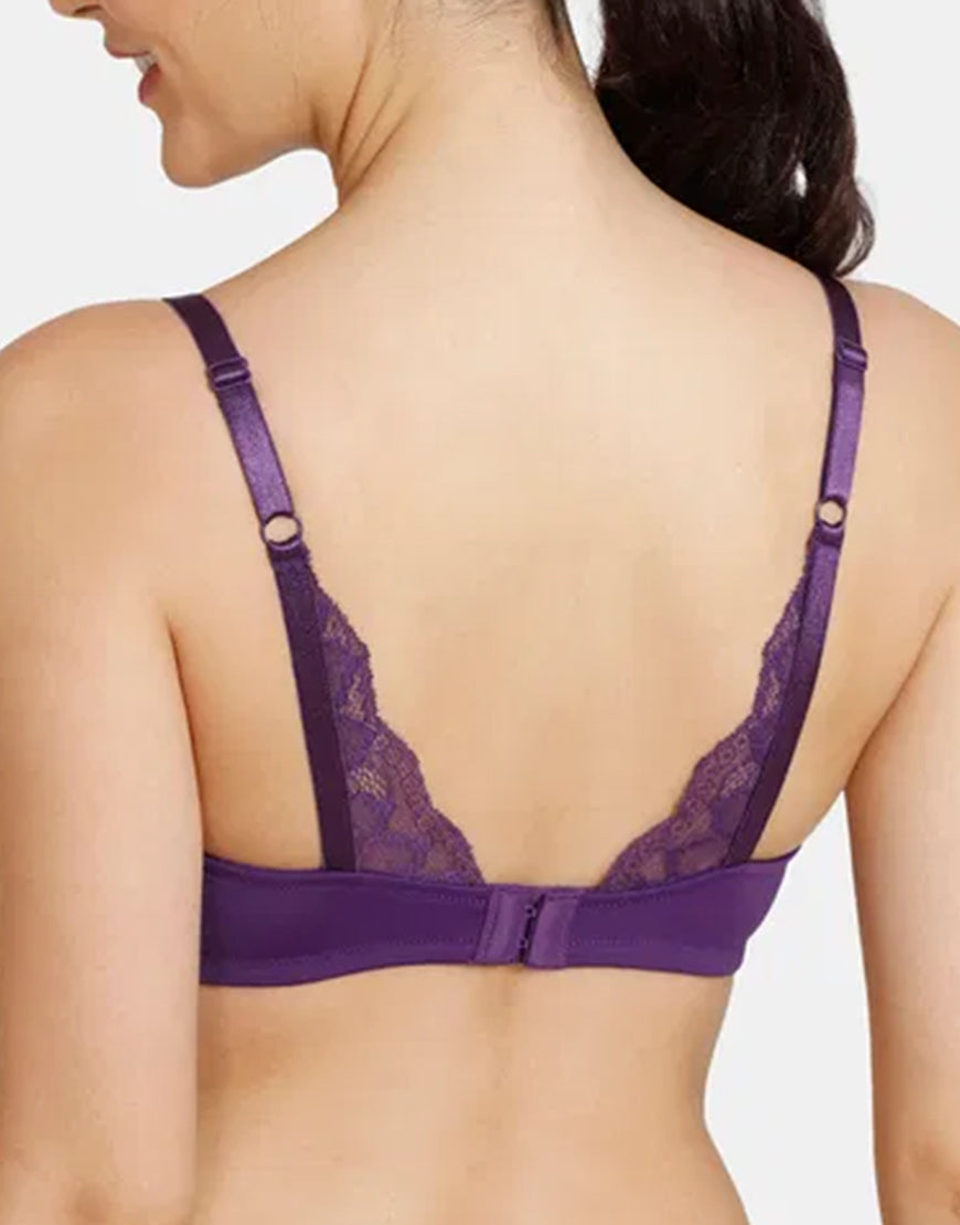 Losha Wireless Go To T-Shirt Bra With a Touch Of Lace-PARACHUTE PURPLE