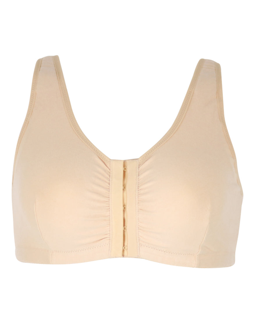 LOSHA COTTON FRONT CLOSURE POST SURGICAL BRA WITH POCKETS-SKIN