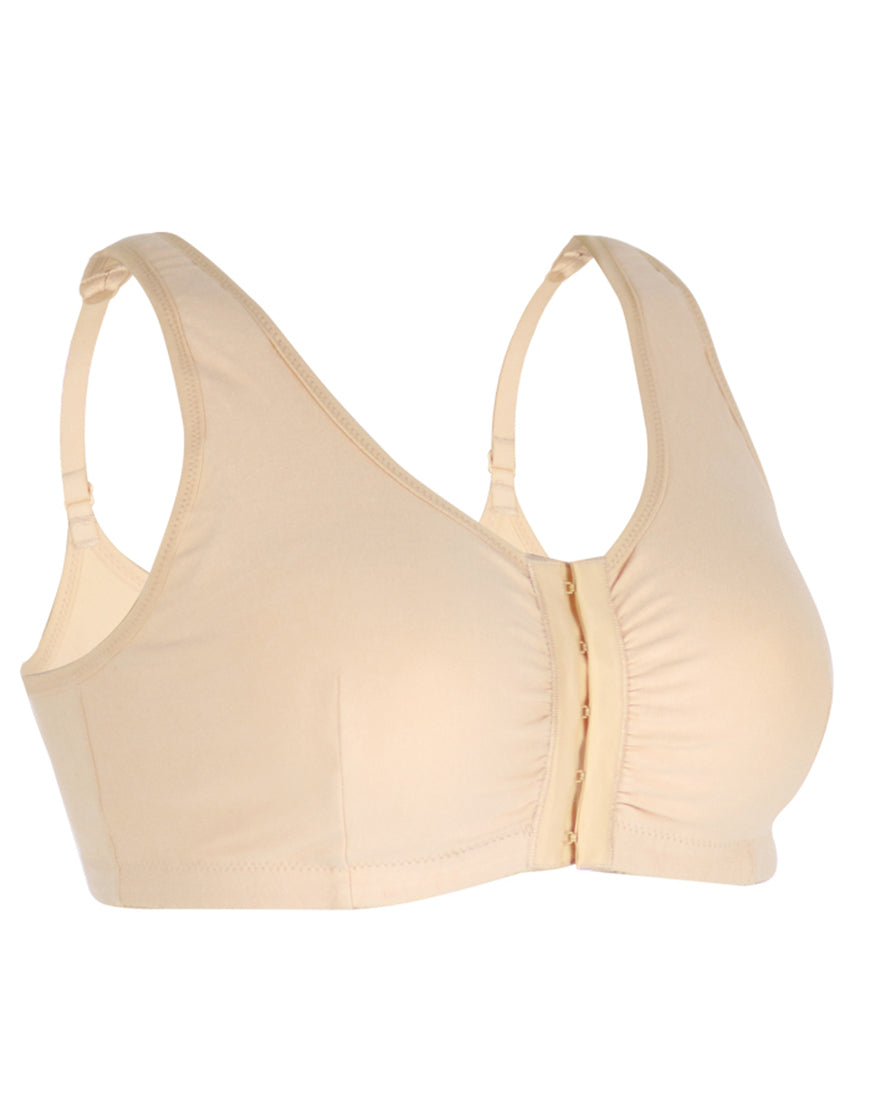 LOSHA COTTON FRONT CLOSURE POST SURGICAL BRA WITH POCKETS-SKIN