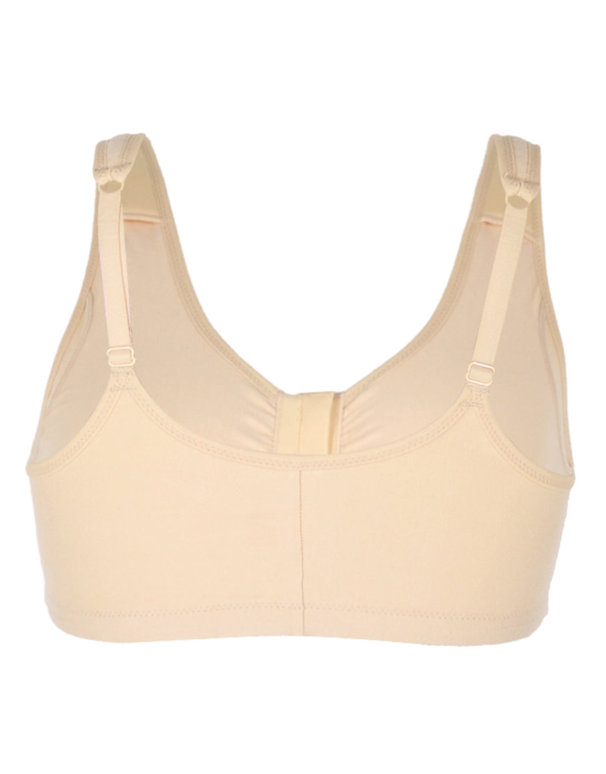 LOSHA COTTON FRONT CLOSURE POST SURGICAL BRA WITH POCKETS-SKIN