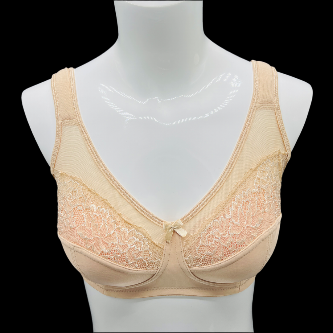 Plus Quattro Support Full-Coverage Wirefree Bra With Side Shaping Panels And Cushioned Straps-TOASTED ALMOND