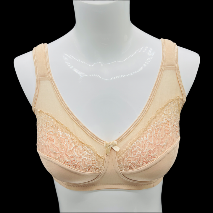 Losha Plus Quattro Support Full-Coverage Wirefree Bra With Side Shaping Panels And Cushioned Straps-TOASTED ALMOND