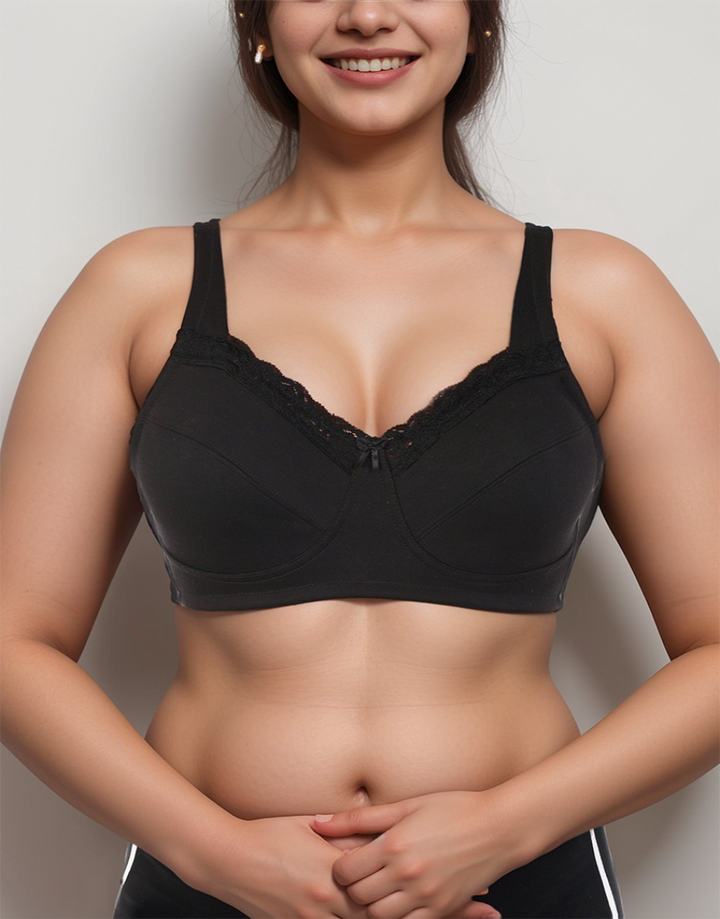 FULL COVERAGE SUPER SUPPORT CUT & SEW CUPS MINIMIZER BRA-BLACK