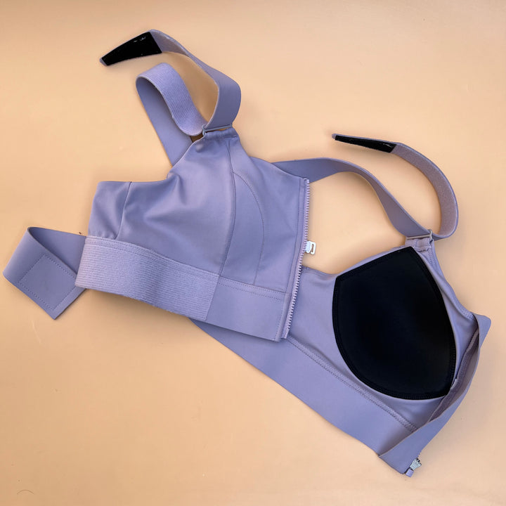 LOSHA PREMIUM QUALITY FRONT CLOSURE PADDED HIGH IMPACT SPORTS BRA WITH ADJUSTABLE WAIST BAND-LAVENDER