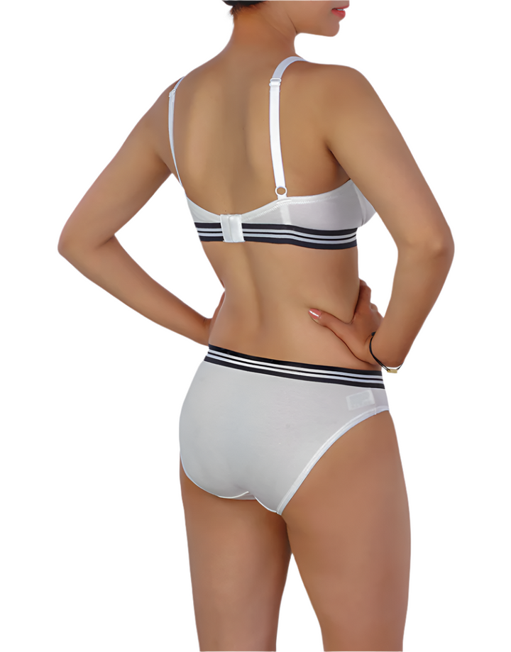 LOSHA LIGHTLY PADDED NON WIRED TSHIRT BRA WITH MATCHING PANTY-WHITE