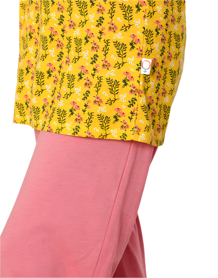 LOSHA COTTON PRINTED TOP & PJ SET-YELLOW