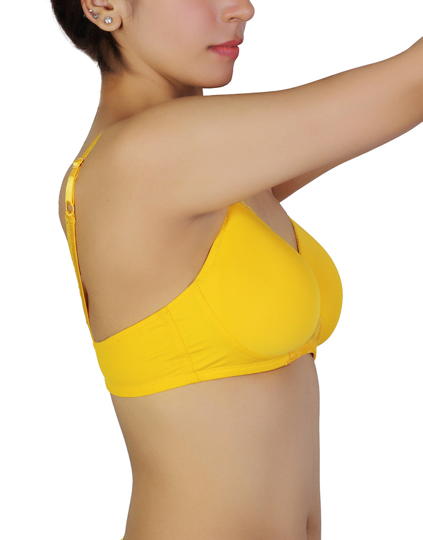 Losha Wireless Go To T-Shirt Bra With a Touch Of Lace-CITRUS