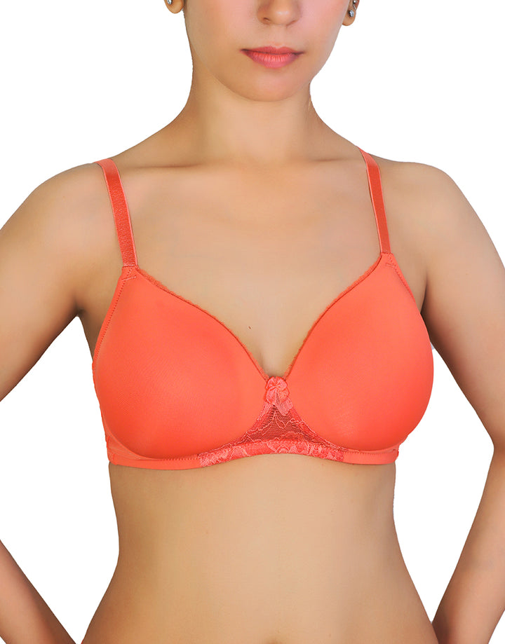 Losha Wireless Go To T-Shirt Bra With a Touch Of Lace-BURN SIENNA