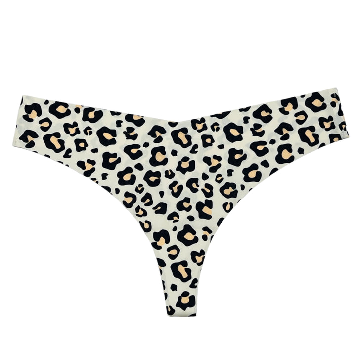 Losha Laser Cut Thong Panty Cheeta Print-CARAMEL