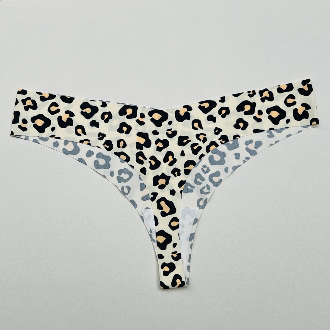 Losha Laser Cut Thong Panty Cheeta Print-CARAMEL