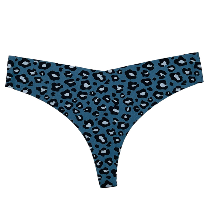 Losha Laser Cut Thong Panty Cheeta Print-Blue