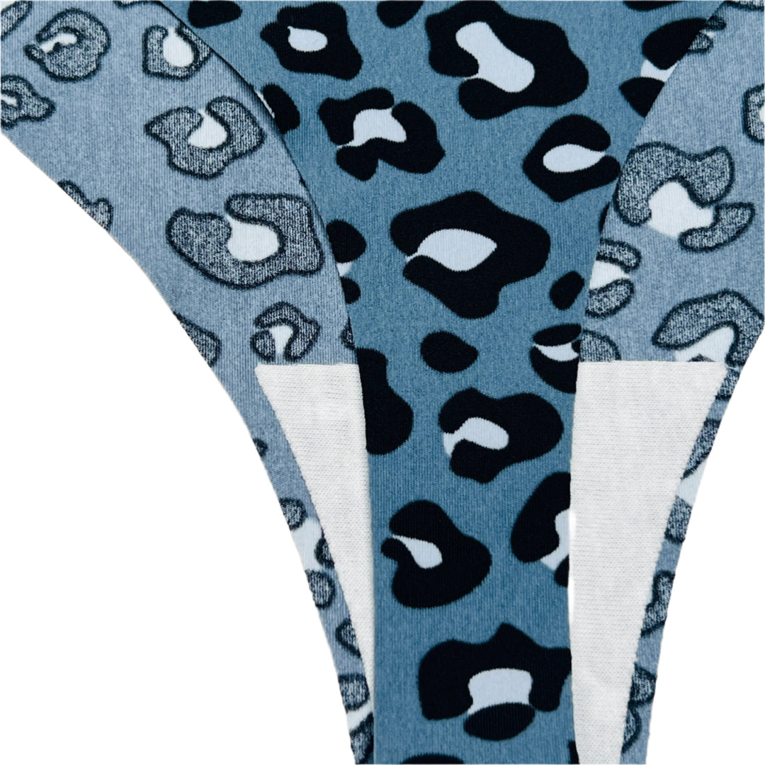 Losha Laser Cut Thong Panty Cheeta Print-Blue