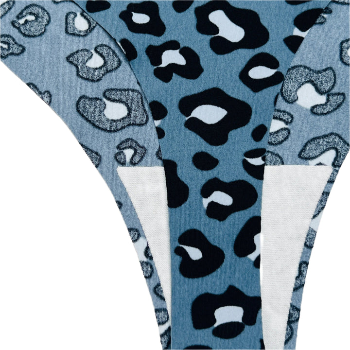 Losha Laser Cut Thong Panty Cheeta Print-Blue