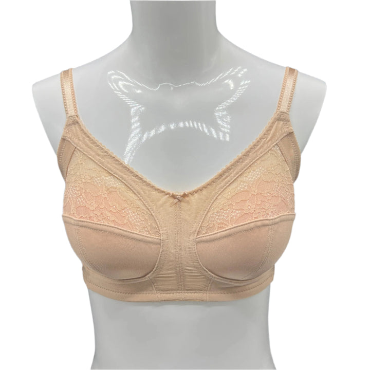 Losha Plus Quattro Support Full-Coverage Wirefree Bra With Side Shaping Panels-TOASTED ALMOND