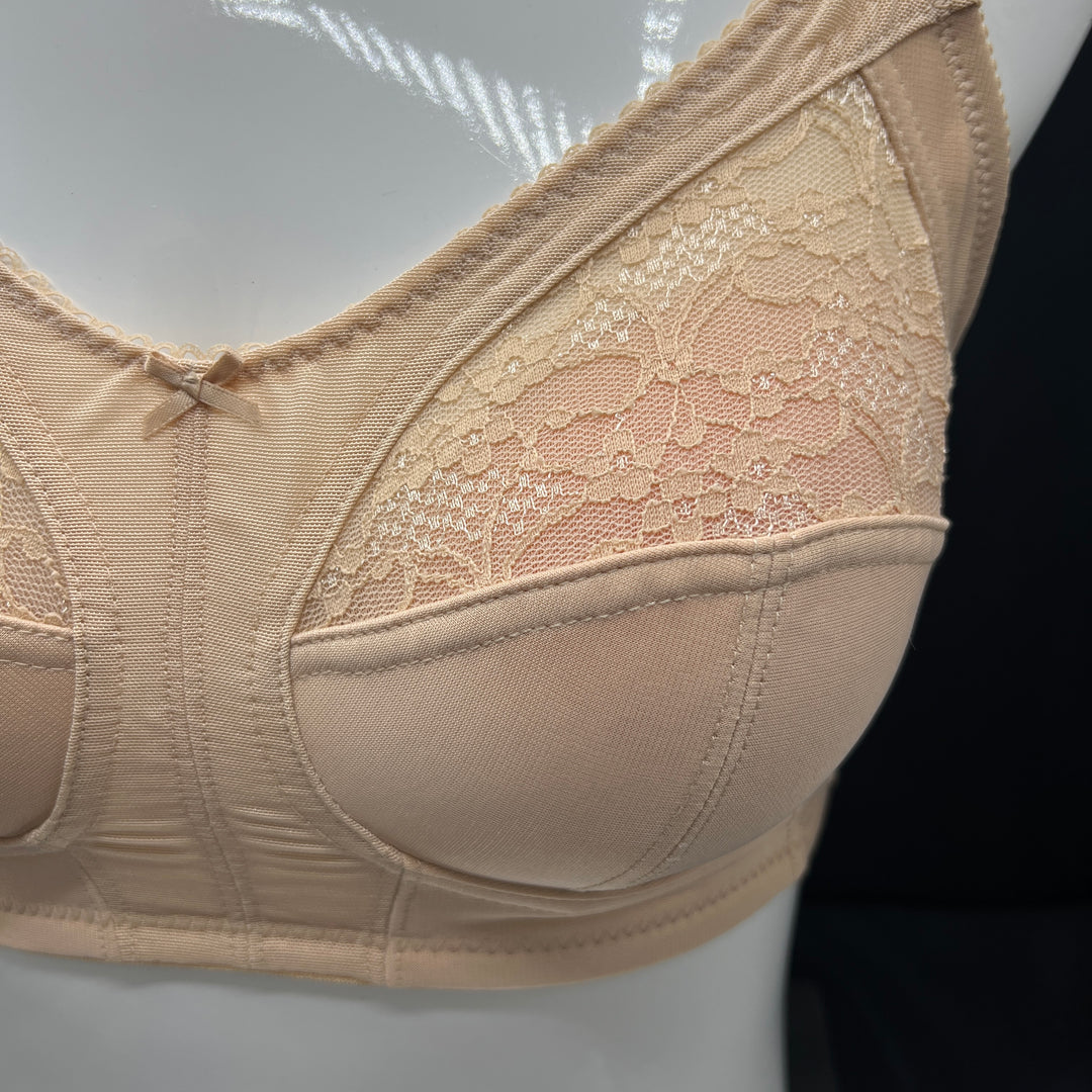 Losha Plus Quattro Support Full-Coverage Wirefree Bra With Side Shaping Panels-TOASTED ALMOND