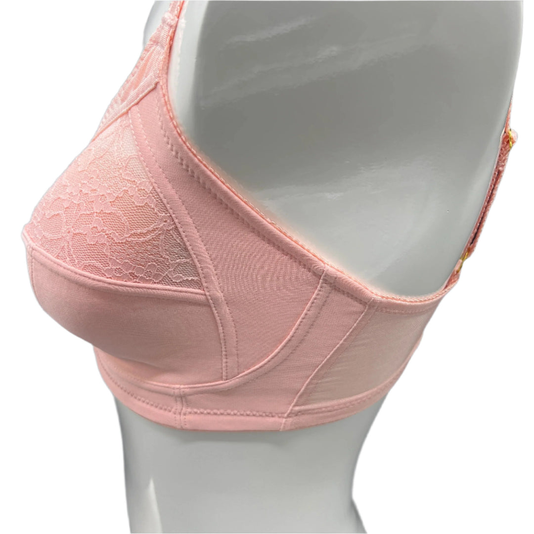 Losha Plus Quattro Support Full-Coverage Wirefree Bra With Side Shaping Panels-QUARTZ PINK