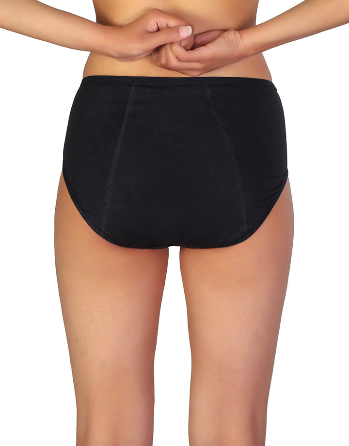 SUPER  SOFT COTTON HIGH WAIST PERIOD PANTY-BLACK