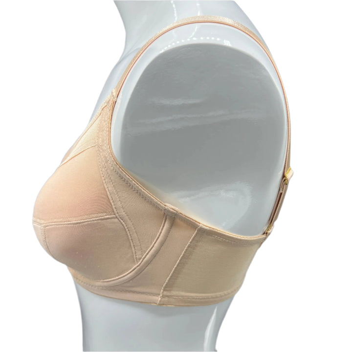 Losha Plus Quattro Support Full-Coverage Wired Bra With Side Shaping Panels-TOASTED ALMOND