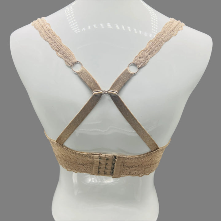 Losha Curvy Double Layered All over Lace Bralette-BEIGE