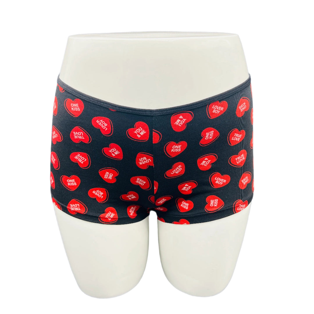 SUPER SOFT BOY SHORTS COTTON BRIEF-RED HEARTS