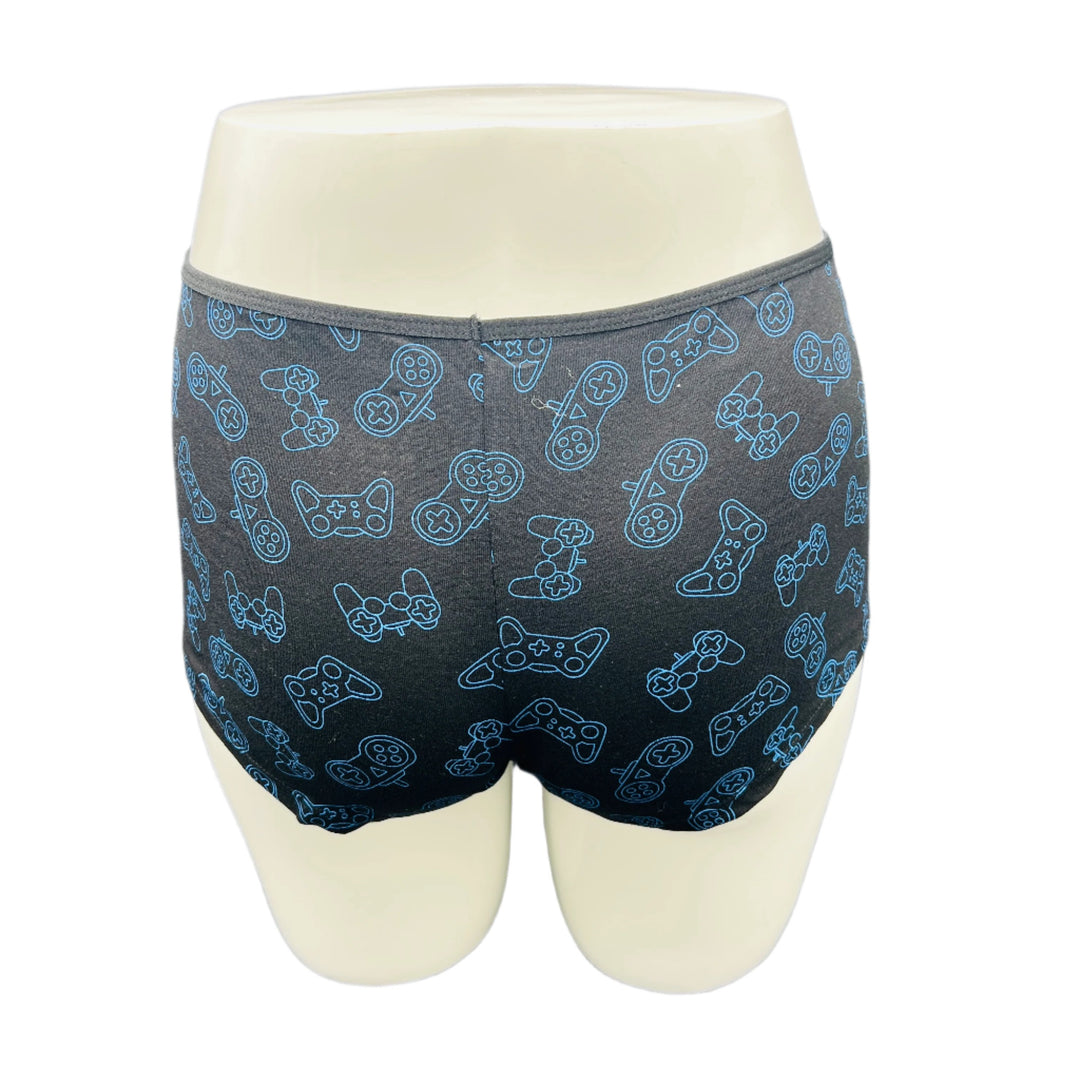 SUPER SOFT BOY SHORTS COTTON BRIEF-GAME BLACK