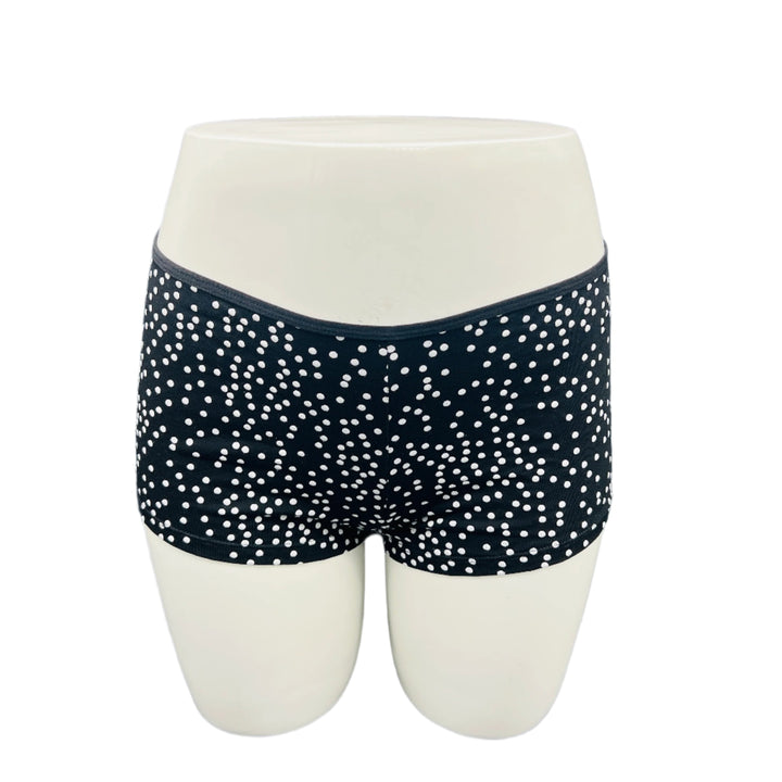 SUPER SOFT BOY SHORTS COTTON BRIEF-POLKA DOTS (BLACK)