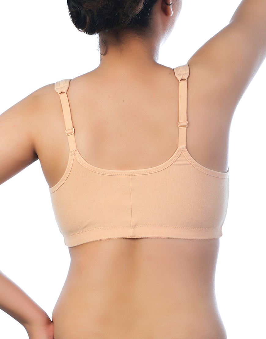 LOSHA COTTON FRONT CLOSURE POST SURGICAL BRA WITH POCKETS-SKIN