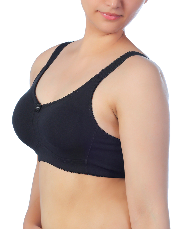 LOSHA FULL COVERAGE POST SURGICAL BRA WITH BROAD ELASTIC STRAP -BLACK