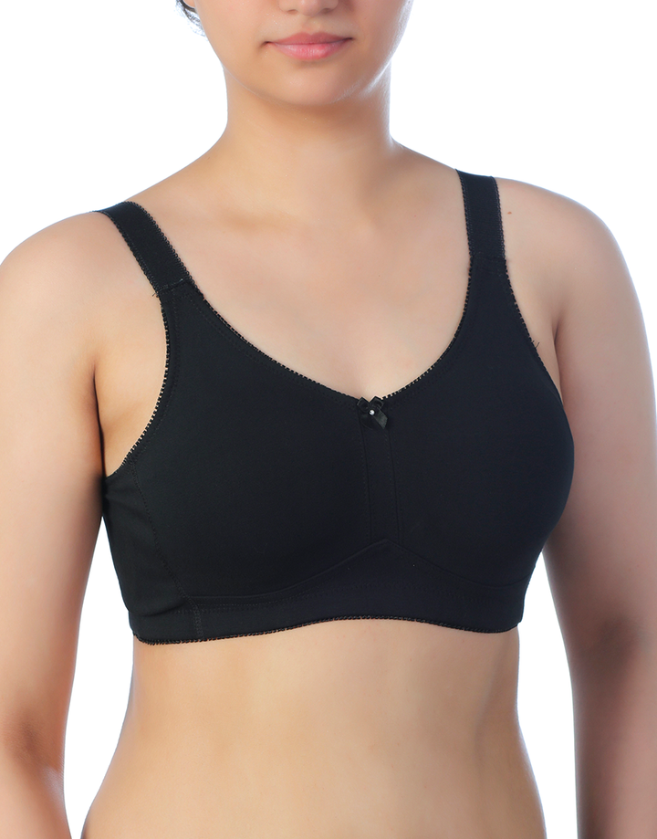 LOSHA FULL COVERAGE POST SURGICAL BRA WITH BROAD ELASTIC STRAP -BLACK