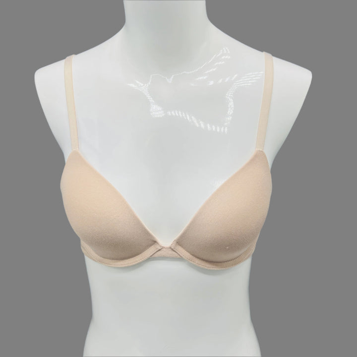 LOSHA DEEP PLUNG LIGHTLY PADDED WIRED COTTON T-SHIRT BRA -SKIN