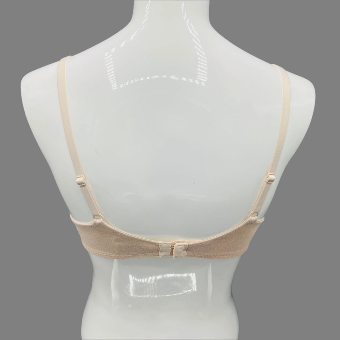 LOSHA DEEP PLUNG LIGHTLY PADDED WIRED COTTON T-SHIRT BRA -SKIN