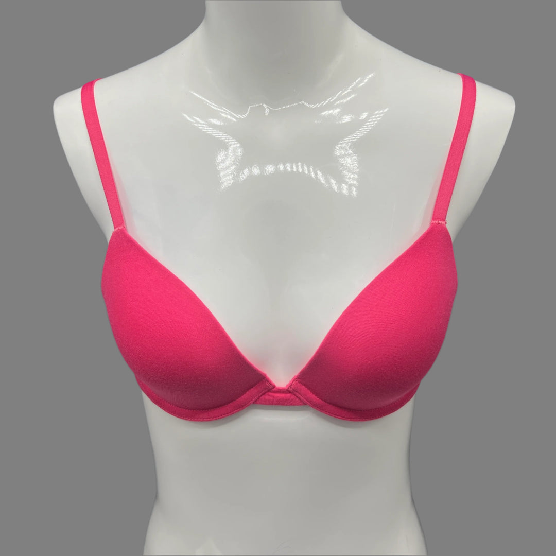 LOSHA DEEP PLUNG LIGHTLY PADDED WIRED COTTON T-SHIRT BRA -BARBIE PINK