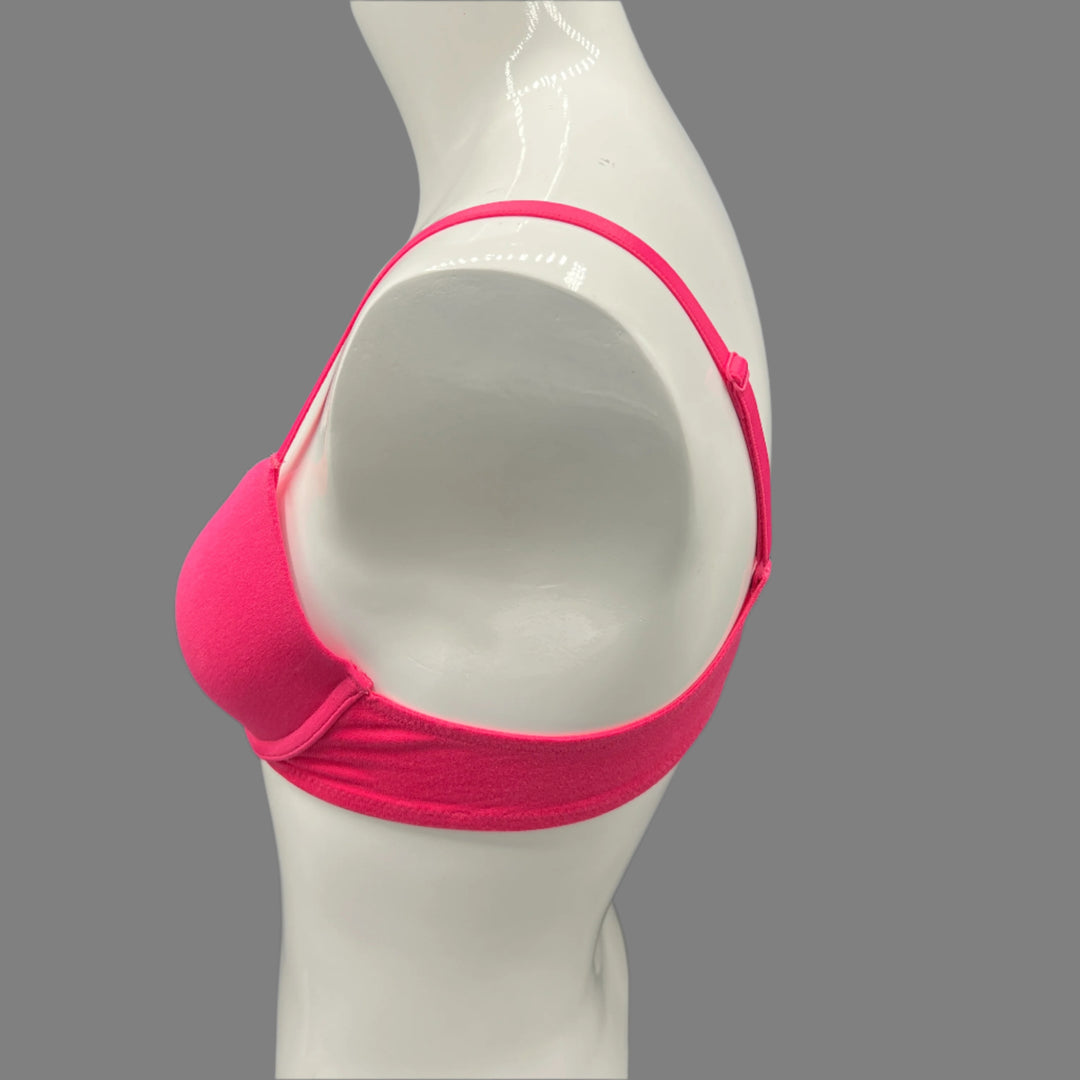 LOSHA DEEP PLUNG LIGHTLY PADDED WIRED COTTON T-SHIRT BRA -BARBIE PINK