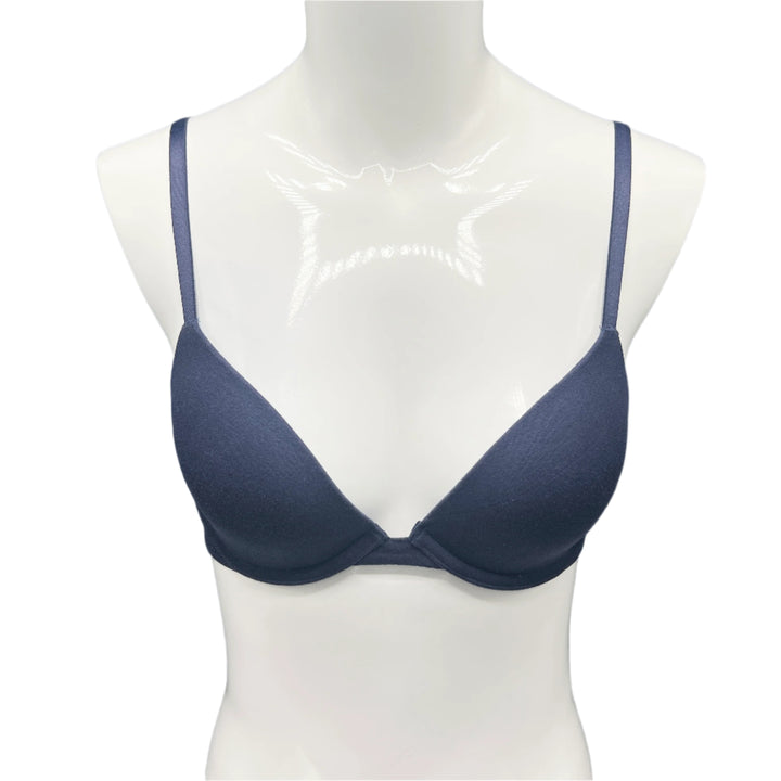 LOSHA DEEP PLUNG LIGHTLY PADDED WIRED COTTON T-SHIRT BRA -NAVY BLUE