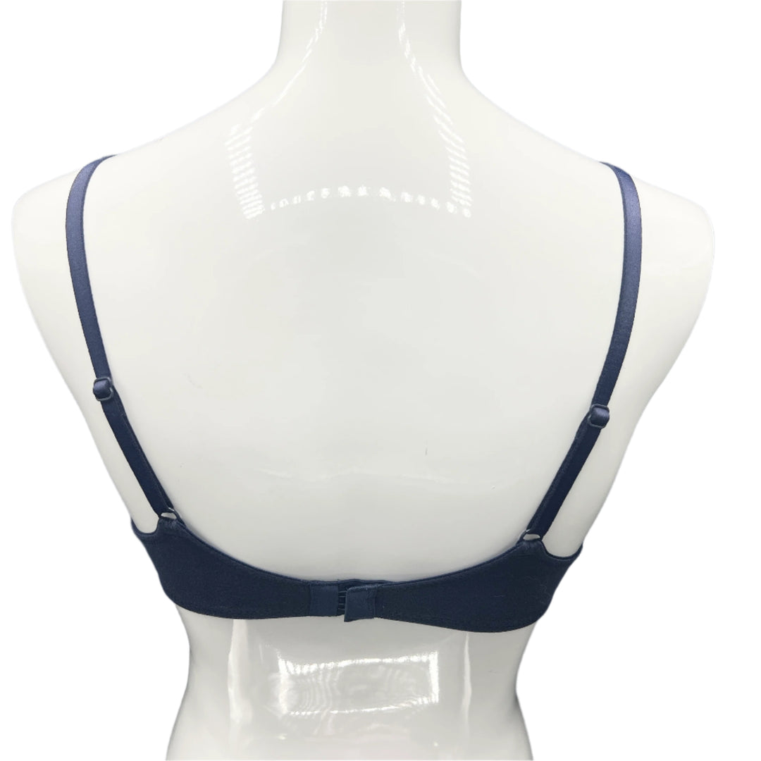 LOSHA DEEP PLUNG LIGHTLY PADDED WIRED COTTON T-SHIRT BRA -NAVY BLUE