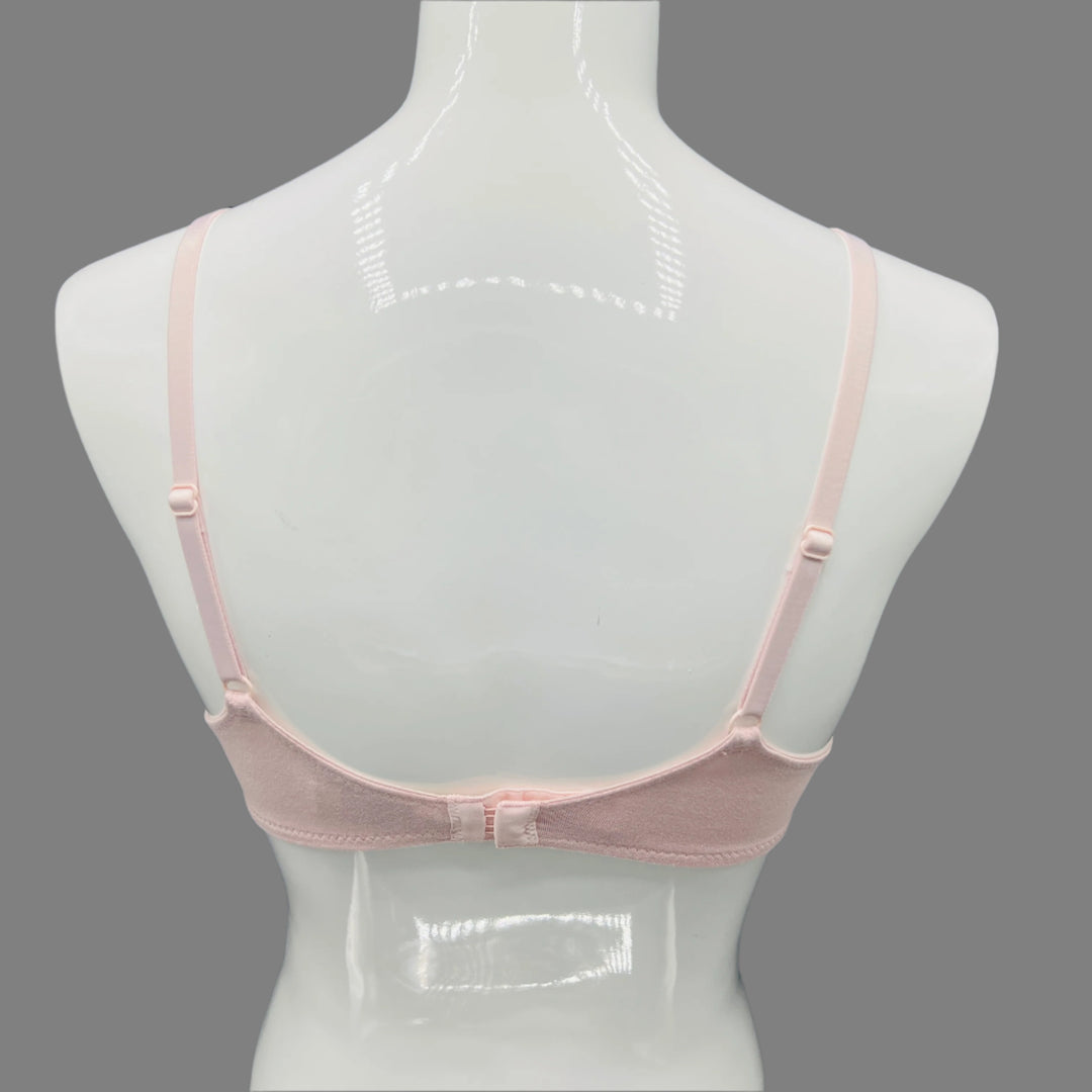 LOSHA DEEP PLUNG LIGHTLY PADDED WIRED COTTON T-SHIRT BRA -SOFT PINK