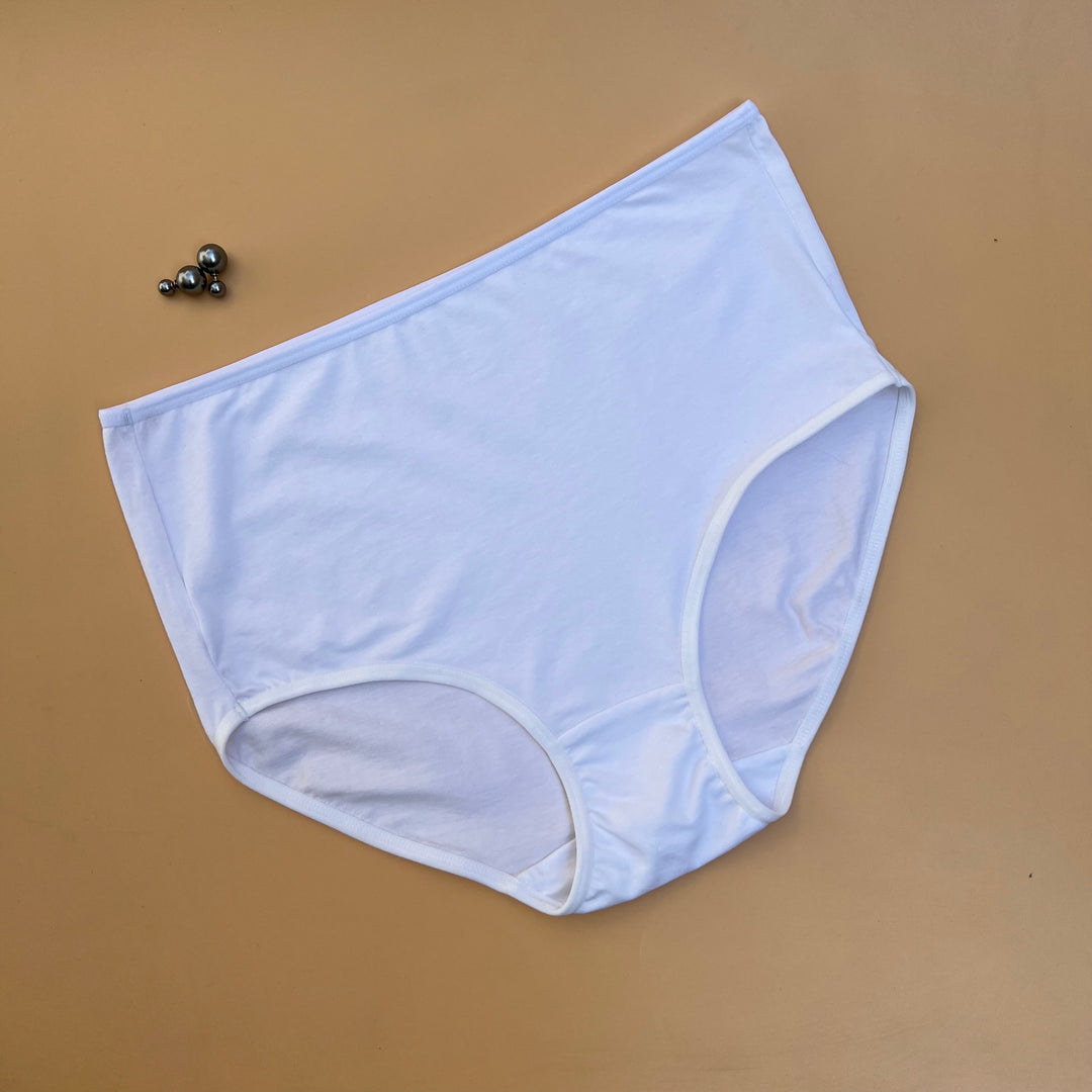 SUPPER SOFT HIGH WAISTED COTTON PANTY-WHITE